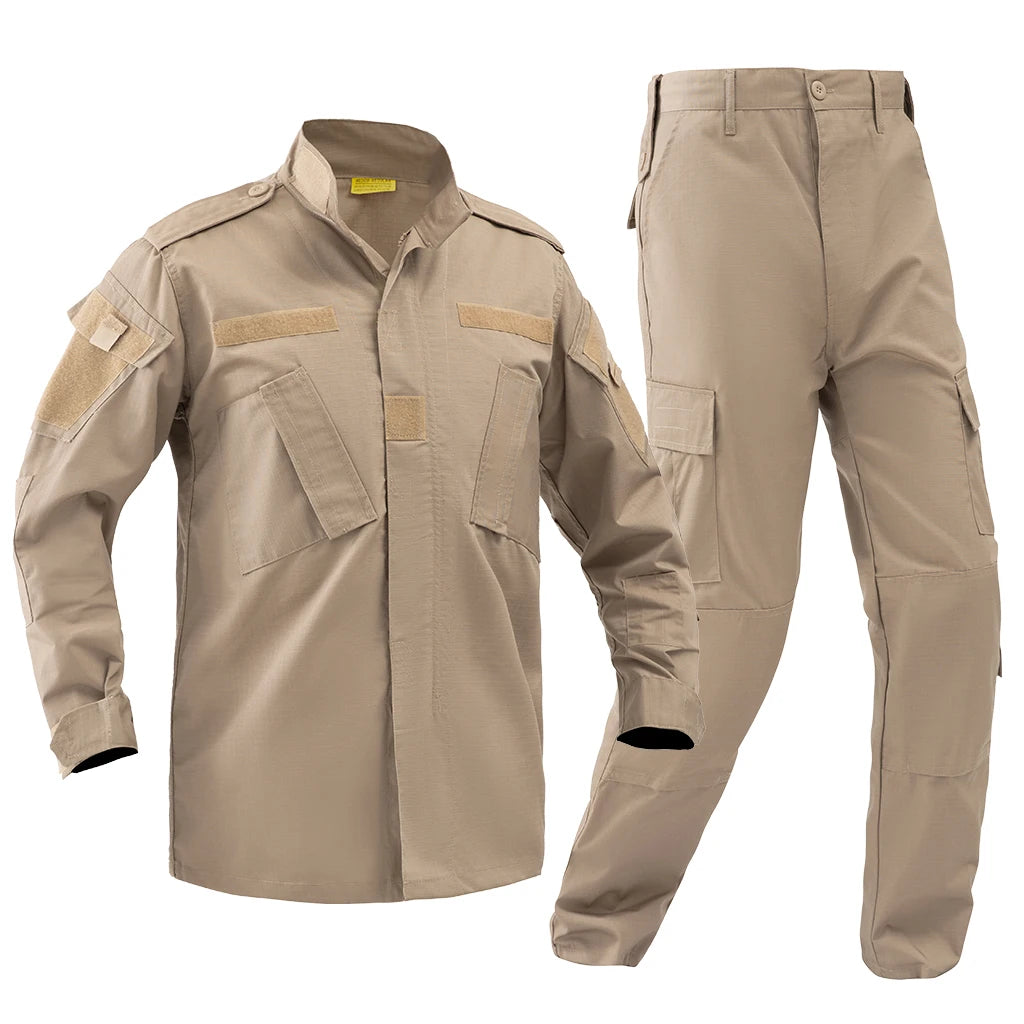 Outdoor KHAKI Colors Camouflage Uniform Ripstop Tactical ACU Suit Tops and Bottoms