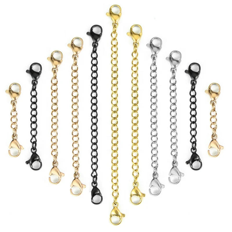 Stainless Steel 3/5/7.5/10cm Necklace Bracelet Extender Chain Connection Jewelry Accessories Lobster Clasps Extension Chain