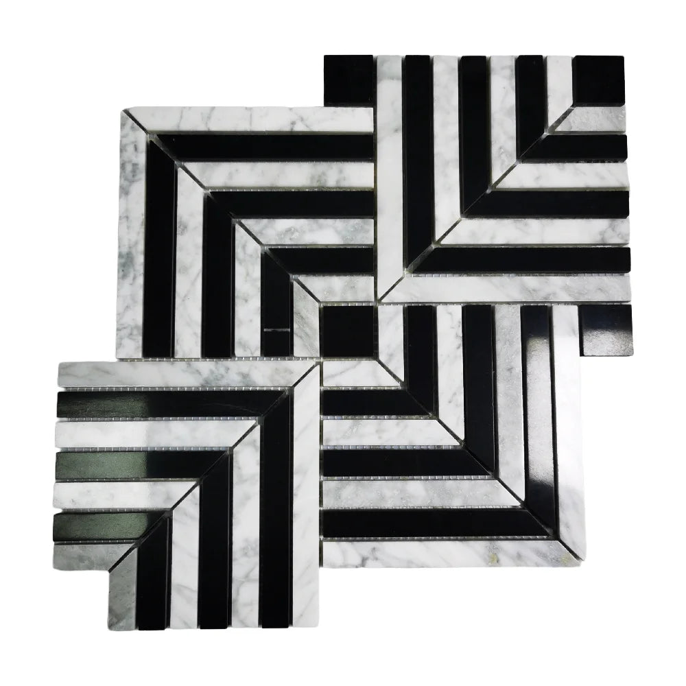 Modern Style Marble Mosaic Tiles for Interior Wall Decoration Parquet Design Indoor Wall Tile for Hotels Water Jet Cutting OEM
