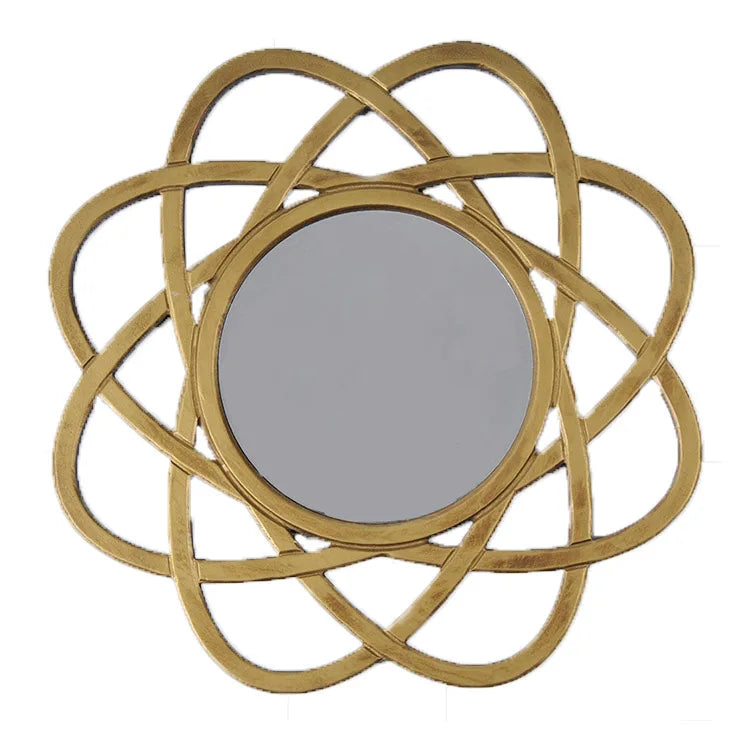 39*39cm Superior Quality Modern Luxury Gold Mirrors Bathroom Hanging Decorative Metal Flower-shaped Wall Mirror