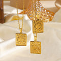 Nabest Stainless Steel Square Sun Moon Pendant Necklace Choker Women 18K Gold Plated Vintage Necklace Jewelry