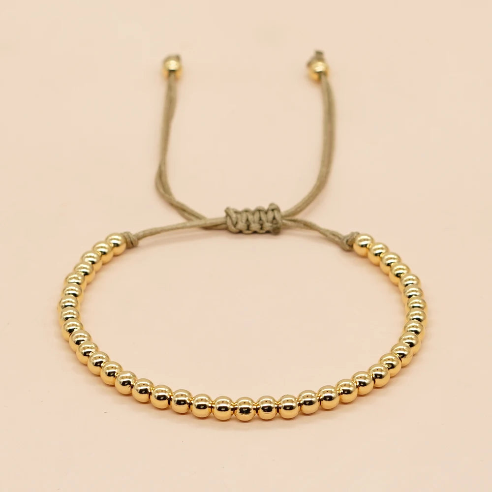 Go2boho Fashion Custom Unisex Handmade 18K Gold Plated Copper Adjustable Beaded Bracelets Womens Jewelry Making Accessories Gift