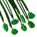 Crystal Jade Pinan Necklace Fashion Female Dark Green Guanyin Buddha Long Pendant Necklace for Men and Women