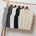 S-4XL Knitted Tops Brown Preppy Cute Crop Korean Style Knitwear v Neck Oversized Beige Sweaters for Women Fashion Vest