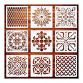 8x8 Inches Mandala Tile Honeycomb Stencils Reusable Painting Template Floor Tile Stencils Set