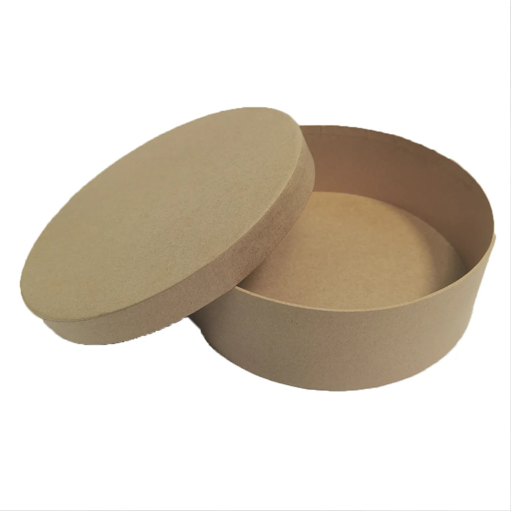 DIY Paint Craft Mache Brown Kraft Paperboard Round Paper Box for Gift Strawberry Sweet Packaging