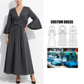 Brand Customization Elegant V-Neck Floral Design Long Dress Women High-Waisted Large Hem Natural Waistline Summer Maxi Dress