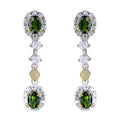 Factory Wholesale Rhodium and Gold Plated 925 Sterling Silver Oval Cut Natural Diopside Drop Earrings for Women Anniversary Gift