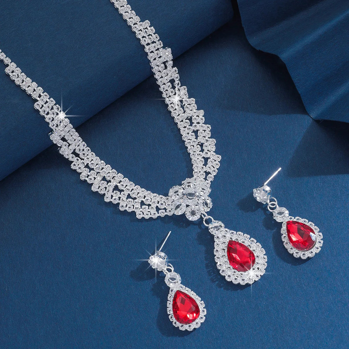 Diamond Drop Flower Earrings Necklace | High-End Temperament Wholesale Accessories MegaBDM