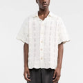 Custom Logo Knit Top ODM OEM Summer Fashion Design Knitwear  Hollow Out Lace Mesh Men Knitted T-shirt Polo Crochet Shirt