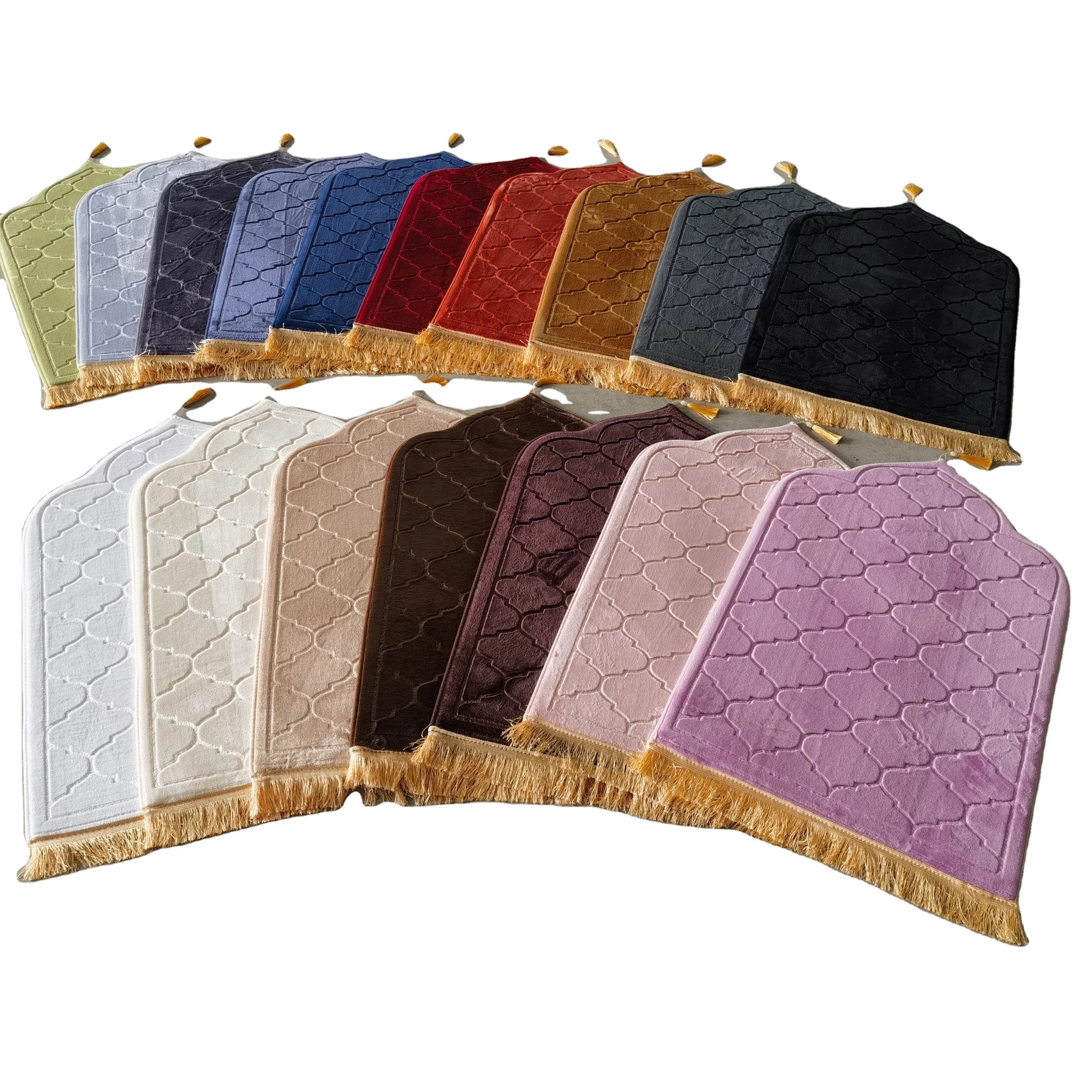Islamic Prayer Rug Solid Color Flannel Tapis De Priere Thick Prayer Mats