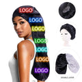 Braid Long Hair Bonnets Customized Logo Sleeping Cap Double Layer Braid Dreadlocks Cap Night Satin Bonnets With Elastic Band