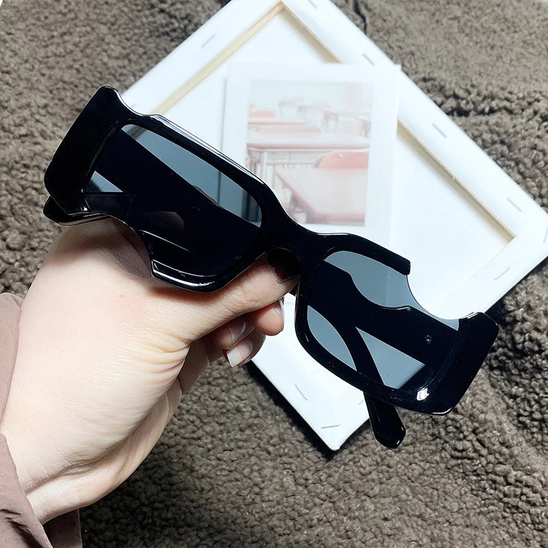 Fashion Mint Green Sunglasses Trendy Brand OFF Notch Sunglasses Personality Hip-hop Hole Sunglasses