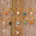 Raw Crystal Ring  Thin Dainty Natural Gemstone Bead Claw Statement Rings for Women Wedding Jewelry