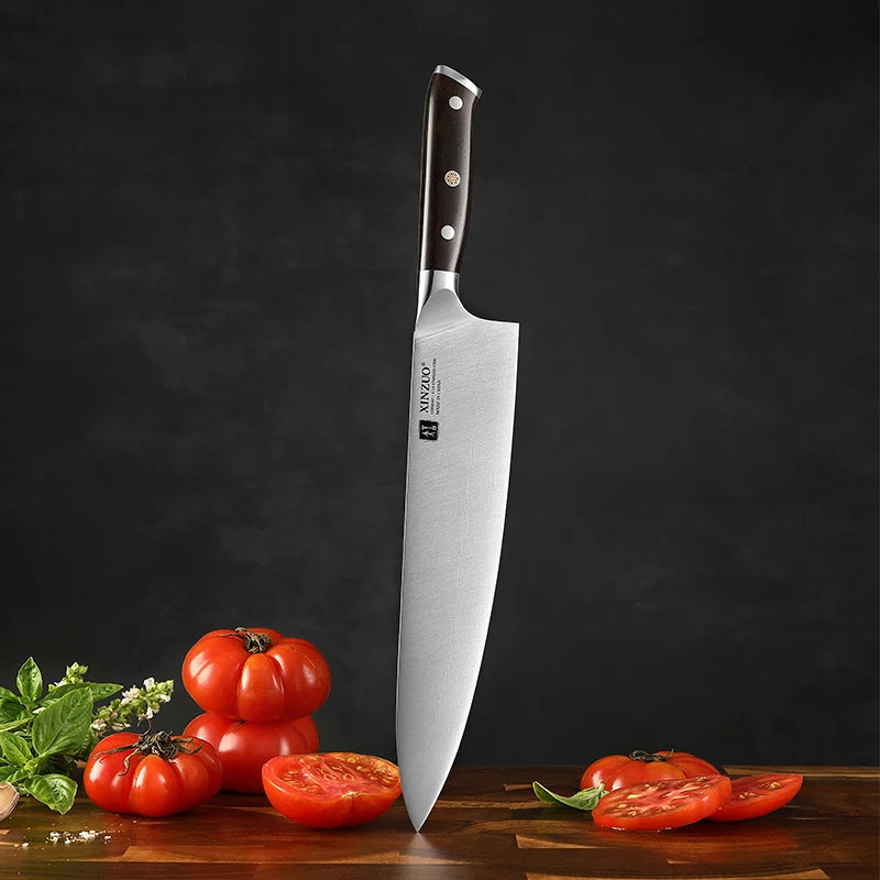 XINZUO Kitchen Chef Knife 10 Inch German Stainless Steel Full Tang Ebony Wood Handle Razor Sharp Cutting Knives MegaBDM