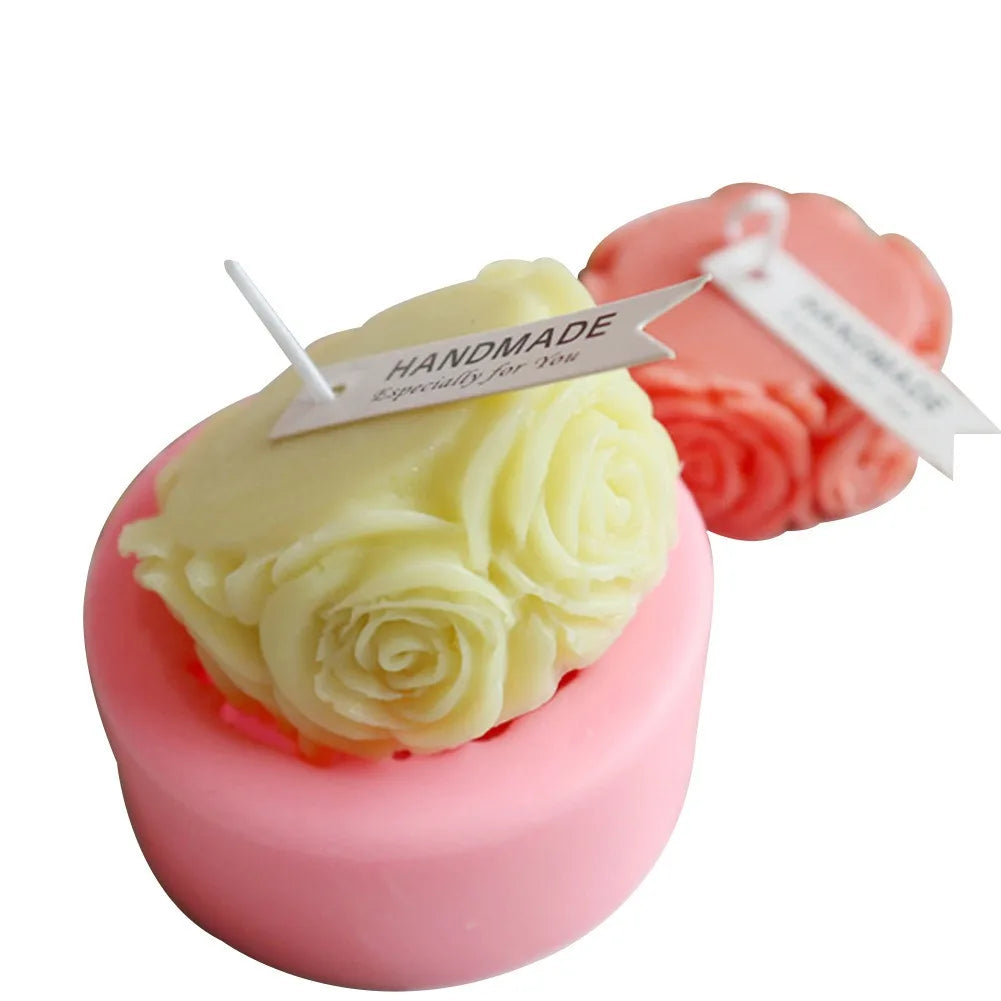 Wholesale Rose Flower Column Candle Molds Valentine's Day Cylinder Resin Casting Mold Silicone Mold for DIY Candle Making MegaBDM