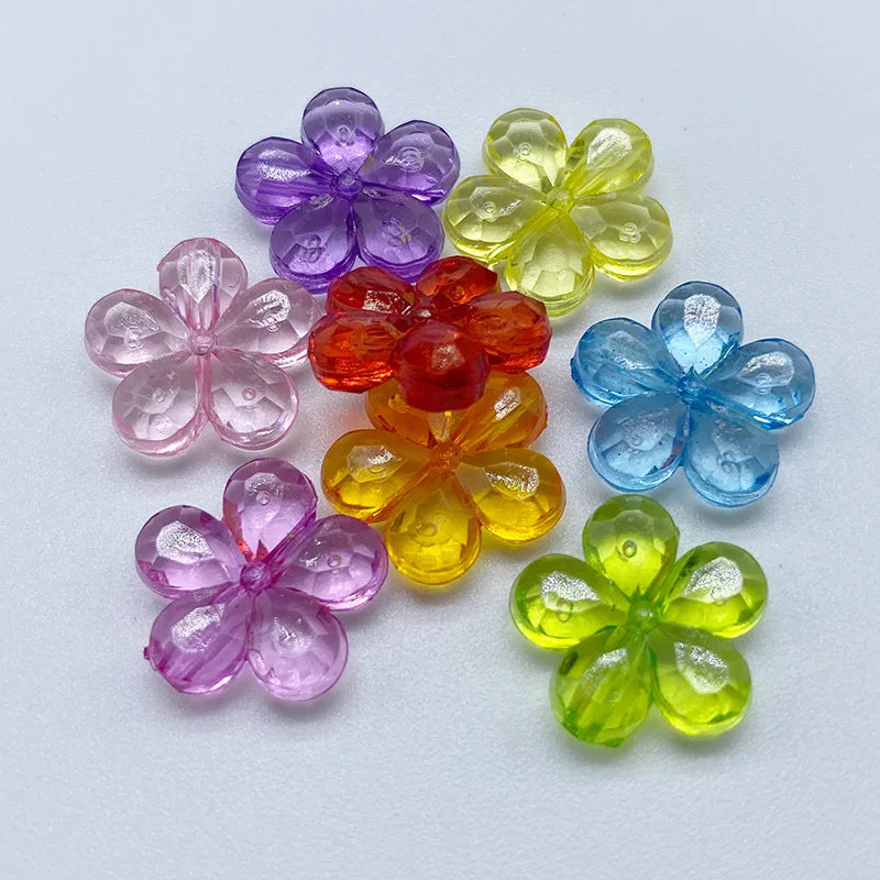 14mm Transparent Rainbow Colors clear Flower Acrylic Beads Spacers Mixed Candy Color Flower Charm Bead