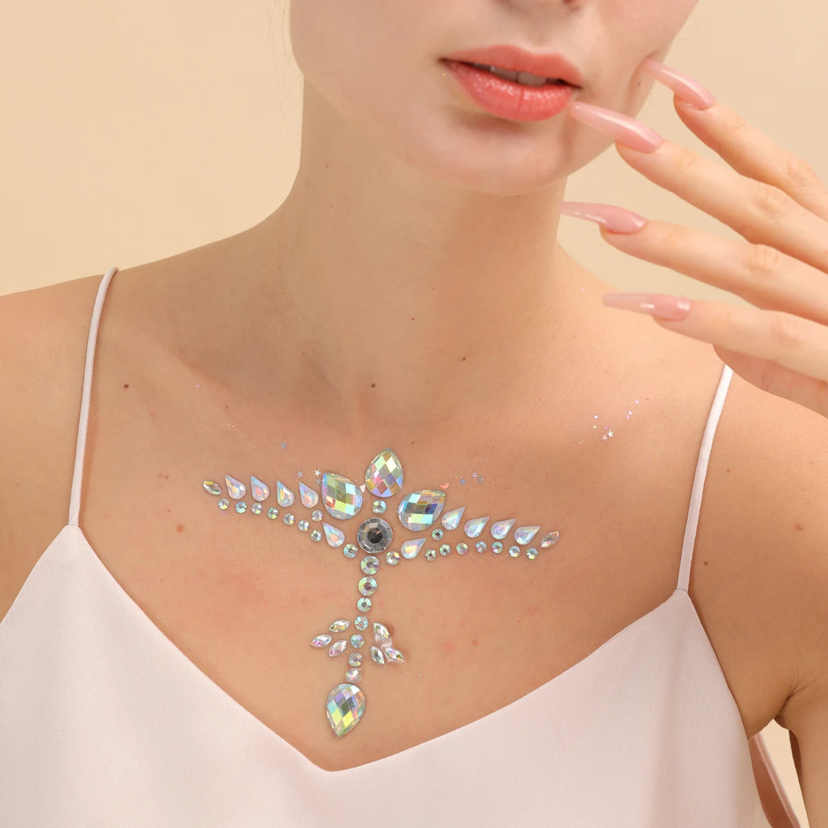 Custom New Arrival 5D Tattoo Jewels Colorful Diamond Sticker Body Art Temporary Chest Rhinestone Gems Resin Sticker for Festival