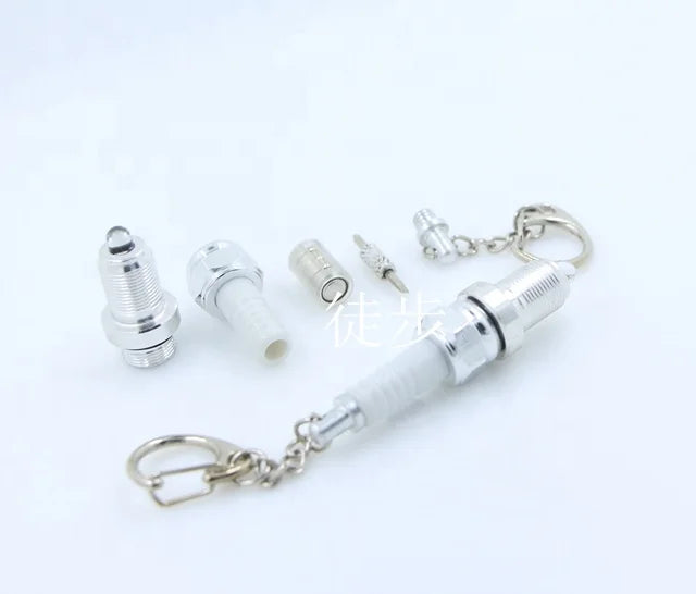 Spark Plug Keychain Creative Fashion Accessories Hot Sale Auto Part Model LED Light Keyring Key Chain Ring Keyfob Key Holder