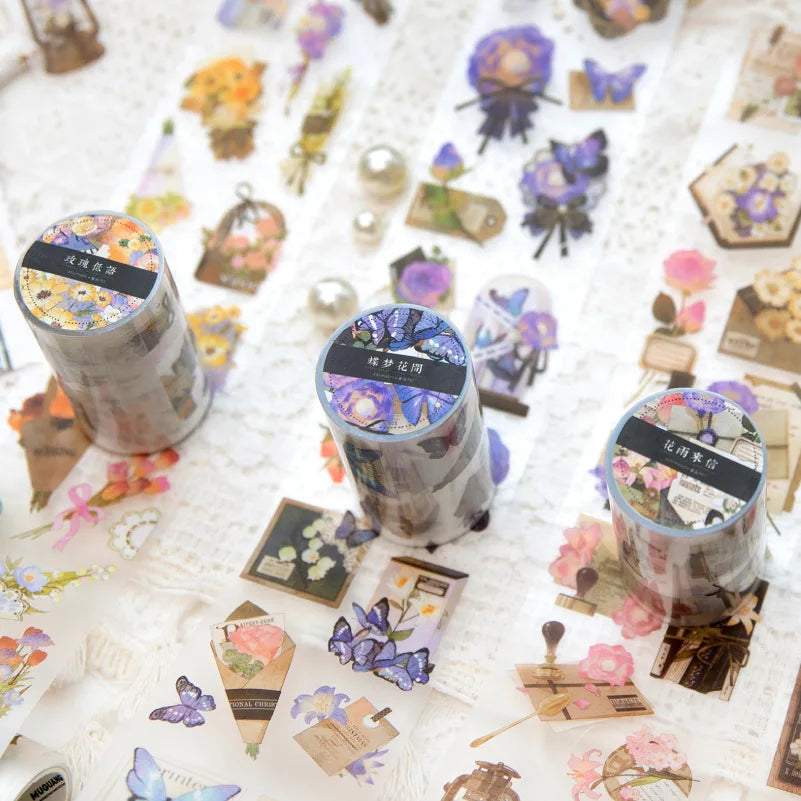 2M/Roll Twilight PET Tape Flower Dynasty Story Series Literary Exquisite Handbook Decorative Material Stickers