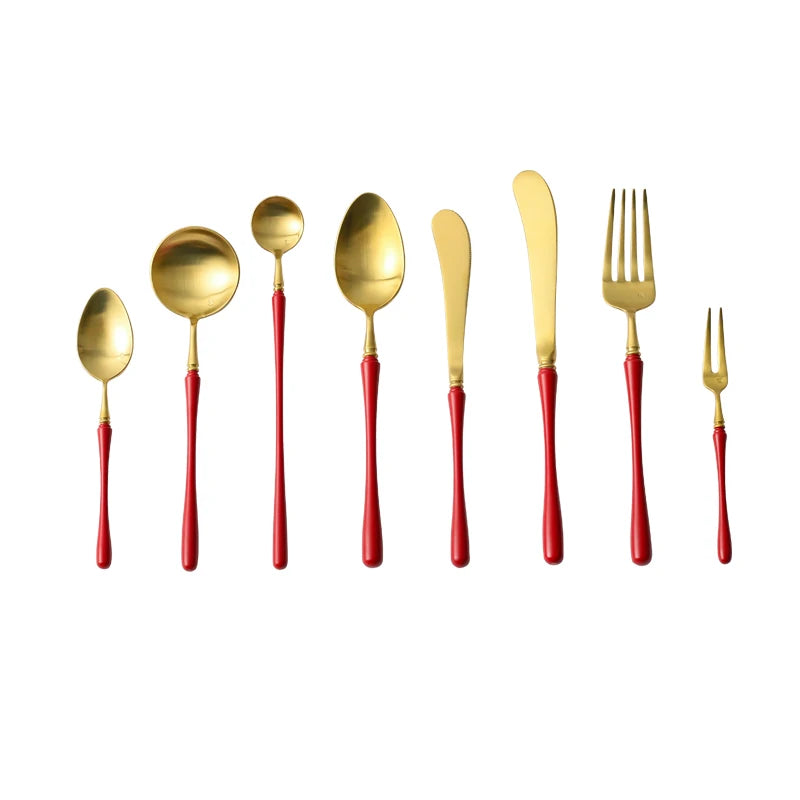 Restaurant Red Bulk Cheap Stainless Steel Cutlery Set