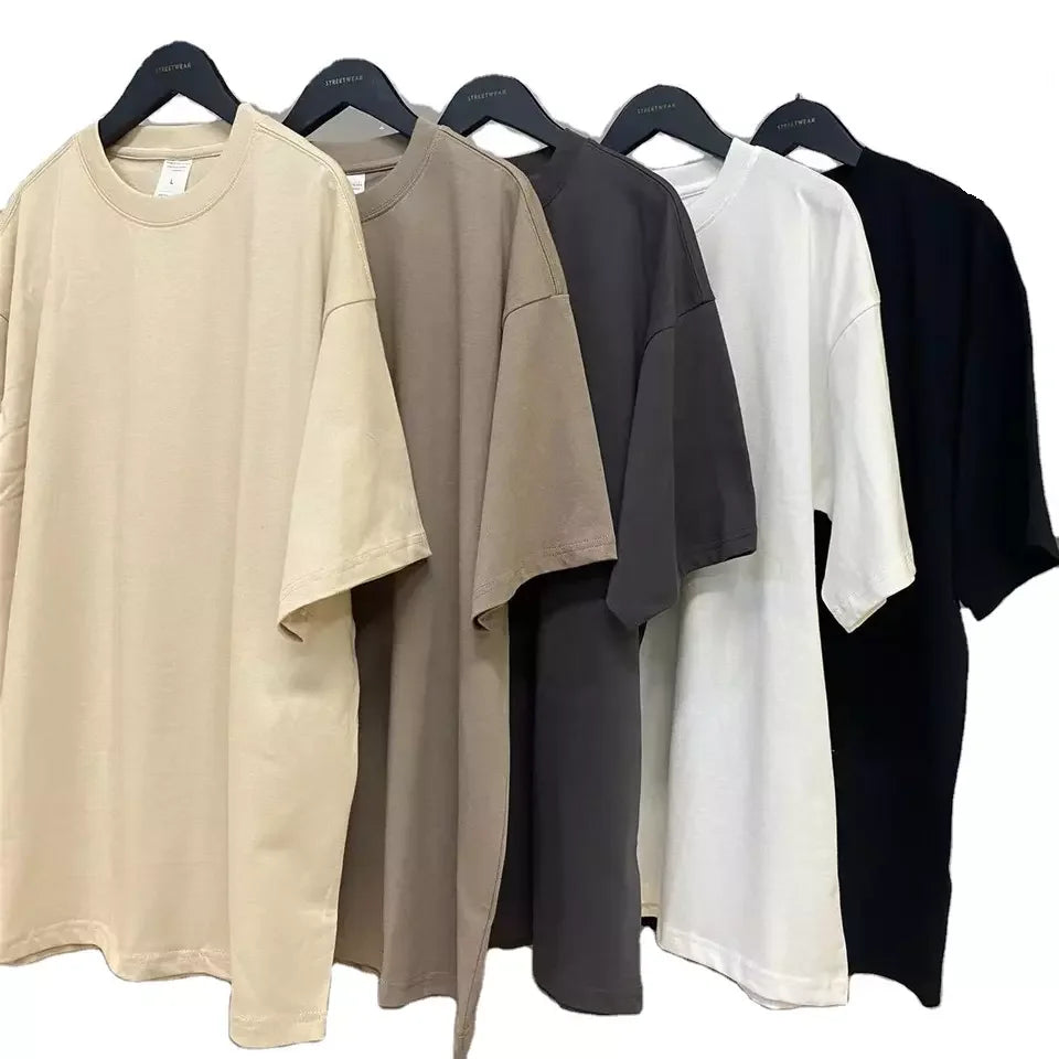 2024 Factory High Quality Blank 100% Cotton Knitted 230gsm Solid Plain Dyed Eco-Friendly Oversized Hip Hop Unisex T-Shirt