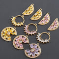 M1036 6pcs/Lot 18K Gold Plated Copper Nickel Free Pass REACH Charms with Zircon Jewelry Accessories  DIY Earrings Findings