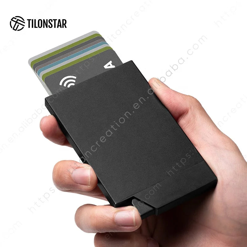 New Style Metal RFID Blocking Credit Minimalist Wallet Card Holder Slim Card Case Aluminum Pop up Wallet