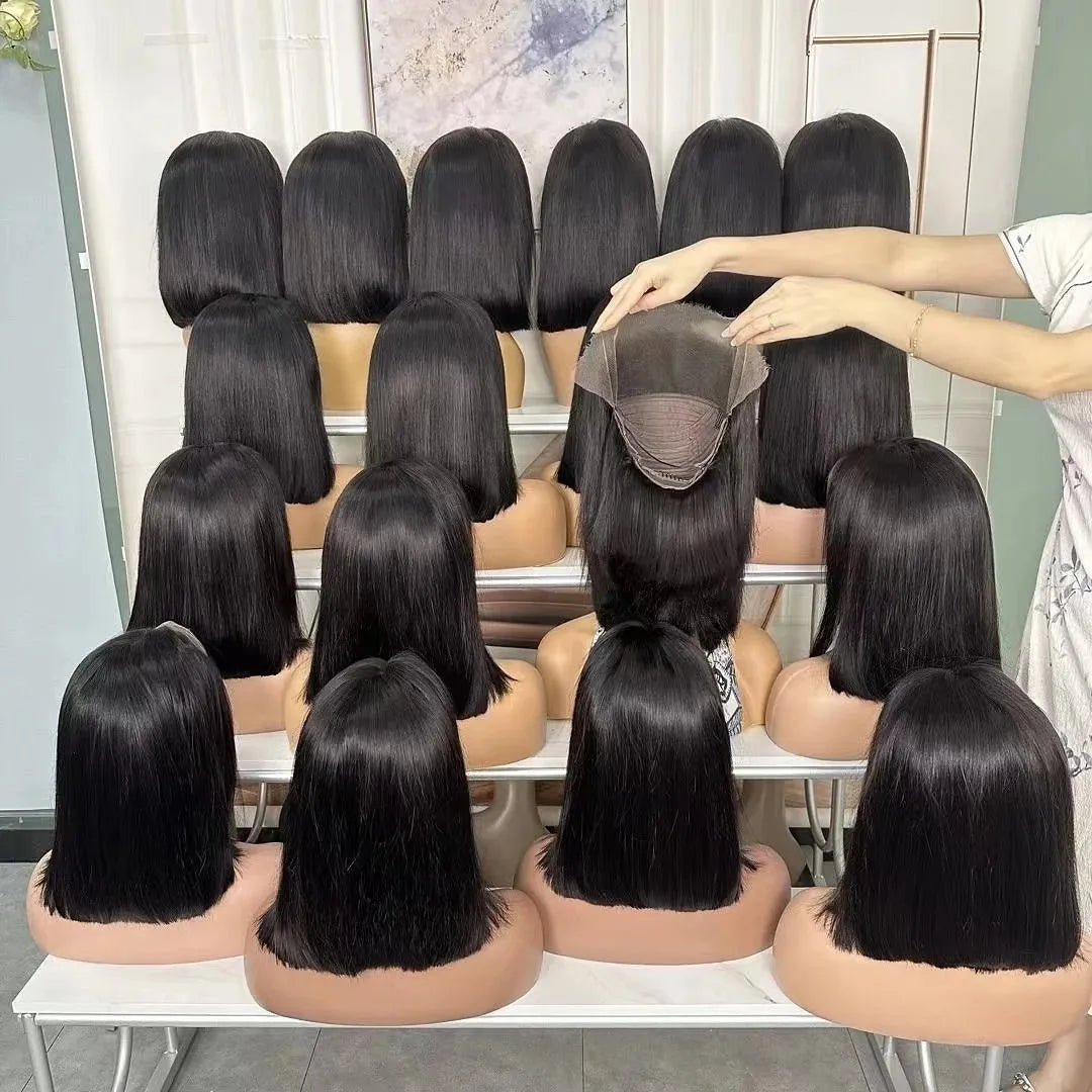 12A Bone Straight Bob 13*4 Frontal 210% Density Brazilian Hair