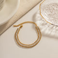2023 Aretas Luxury Fine Jewelry AAA Zirconia Iced Bangle Gold Plated Stainless Steel Layer Tennis Chain Bracelet Pearl Gifts