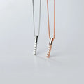 Small Cubic Zirconia Bar Pendant Rose Gold Plated Box Chain 925 Sterling Silver Necklaces Fashion Jewelry for Women