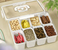 9 Compartment Plastic Clear Spice Storage Container Snack Box Container Divided Serving Tray With Lid and Handle