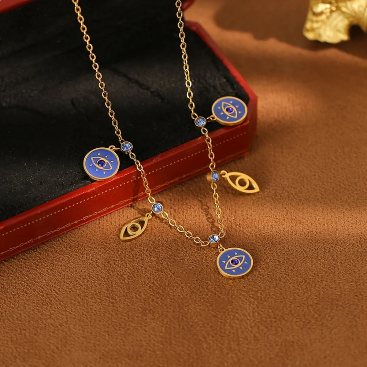 Blue Evil Eye Patron Saint Necklace Female Light Luxury Fashion Versatile Jewelry Clavicle Chain Jewelry