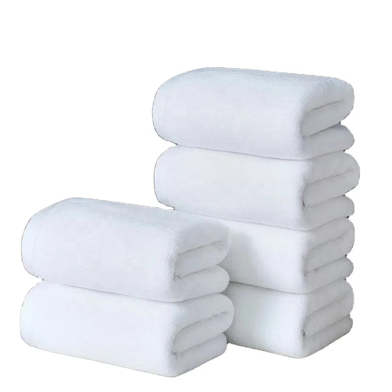 100% Cotton White Solid Color Towel Set 5-Star Hotel Quality Compressed Roll Pattern Printed Customizable Embroidered Logo Home