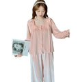 Drop-shipping Lace Edge Long Sleeve Winter Women's Pajamas Square Collar Home-wear Set