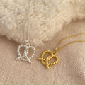 Gold Plating 925 Sterling Silver Twist Love Heart Pendant Necklace Heart Pendant Clavicle Necklace Women