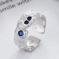 Fashion Adjustable Ring Elegant Temperament Blue Zircon Ring INS Style 925 Sterling Silver Ring Jewelry for Women