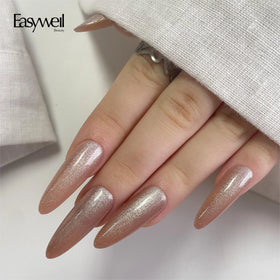 Easywell New Arrival Custom Design Long Cat Eye Soft Gel Acrylic Nails Nail Stickers With Acrylic Packing Luxury Press on Nails