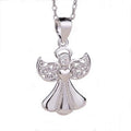 Fashion Trendy 925 Sterling Silver Cubic Zirconia Angel Pendant Necklace for Women