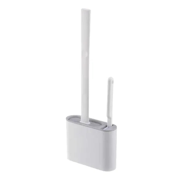 TPR Small Gap Toilet Brush with Holder Flat Soft Silicone Bathroom Corner Cleaning Brush Everyday Household Hand-Hand Tool