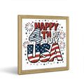 Patriotic Dog Cat American Square Wooden Wall Sign Hanging Decor for Independence Day Celebration