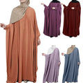 Loriya Wholesale Solid Color Nida Jilbab Arab Plus Size Bat Sleeves Muslim Women Prayer Dress Summer Abaya