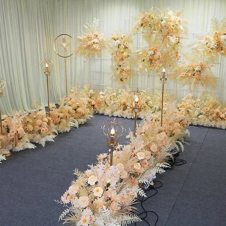 YOPIN 029 Artificial Flowers Wedding Decoration Table Centerpiece Event Champagne Runner Flower Backdrop
