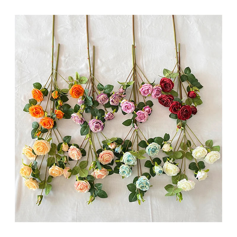 Factory Direct Supply Cheap Price Silk 8 Roses with Burning Edges Artificial Flower
