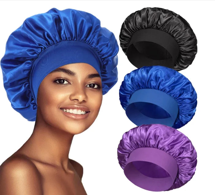 Cheap Large Satin Silk Hair Bonnet for Sleeping Elastic Wide Band Soft Bonnets for Black Women Braid