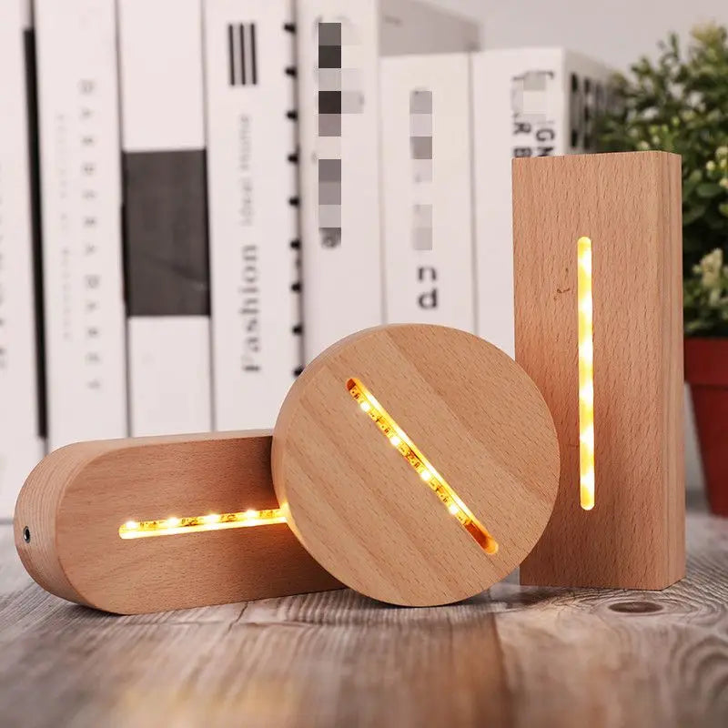 Factory Direct Sales Solid Wood Luminous Base Oval Long Wooden Luminous Base Classic High-Quality Night Light Base