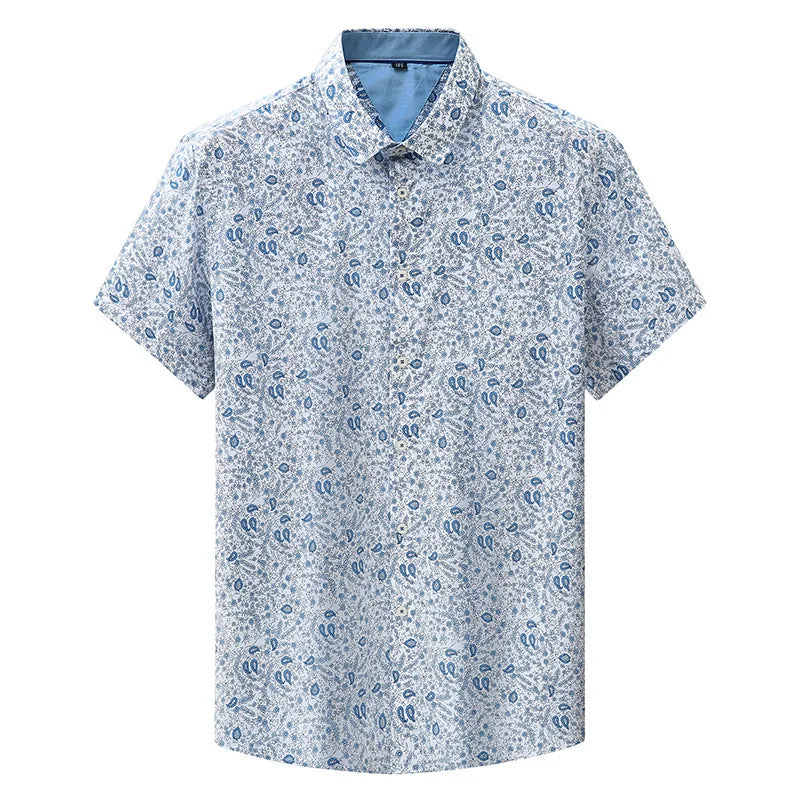 2023 Summer New Plus Size Men's Short Sleeve Shirt Casual Fashion Personality Printed Shirt