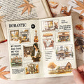 100pcs/box Blooming Seasons PET Stickers Handbook Stickers Retro Handbook Material Stickers Handbook