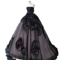 AL1364 Black Strapless Main Wedding Dress 2023 Catwalk Dress Tail Heavy  Advanced Flower Glitter Sequins Evening Wedding Dress