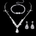 DAIHE Set-3356 Three-piece Luxury Plated Bright Diamond Zircon Angel Teardrop Necklace Earrings Bracelet for Wedding Party